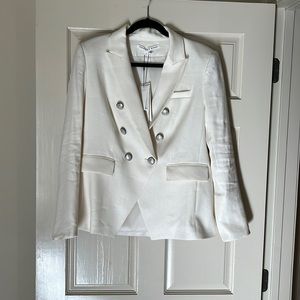 Veronica Beard 100% linen white double breasted Dickey bazer. NWT Suze 12